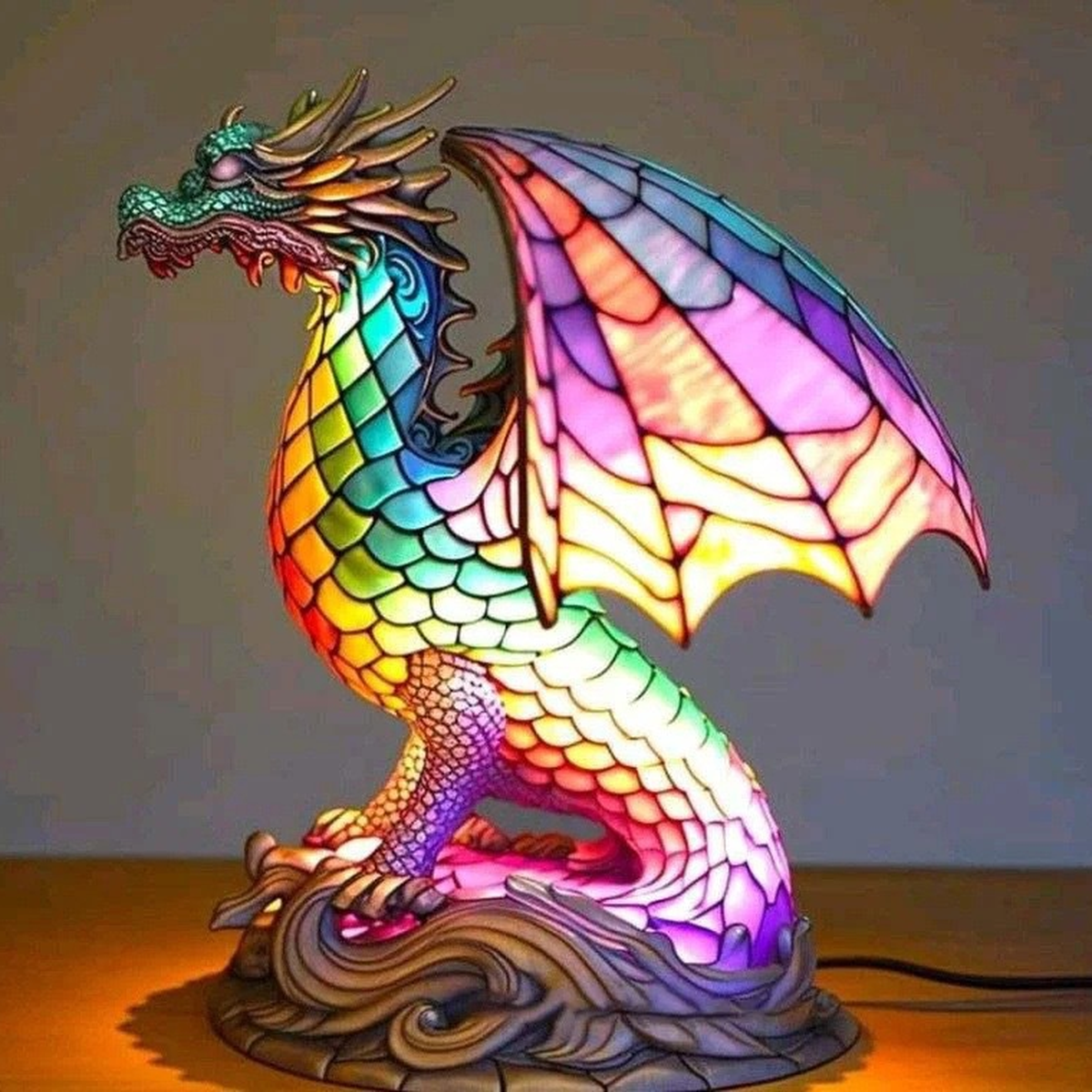 Stained-Glass Animal Table Lamp